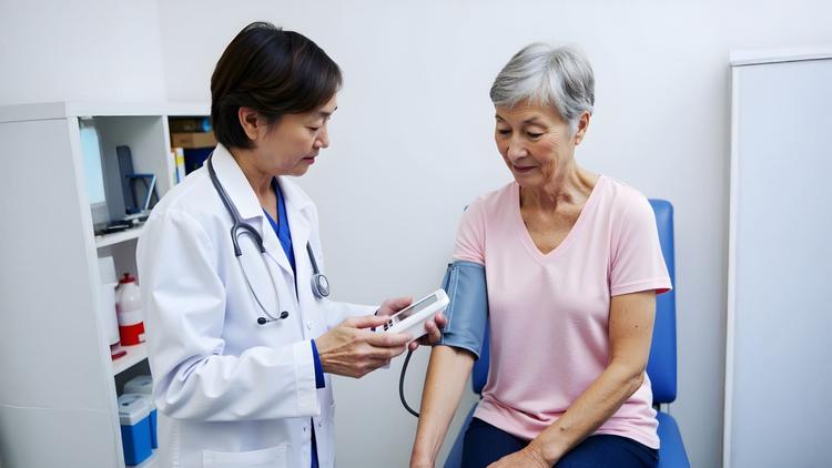 idosa medindo pressão arterial